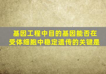 基因工程中目的基因能否在受体细胞中稳定遗传的关键是